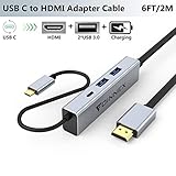 USB C HDMI Cable,Charging Power PD,USB 3.0.Dex Station/Pad for Samsung Dex Galaxy S10,S9,S8 Plus,Note 10/9/8,MacBook Pro 2018,Nintendo Switch,Surface Go/Pro 7.Type C to TV/Monitor Adapter/Hub Cord 4K