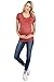 LaClef Doubled Layered Round Neck Ruched Maternity Nursing Breastfeeding Top (Large, Brick)