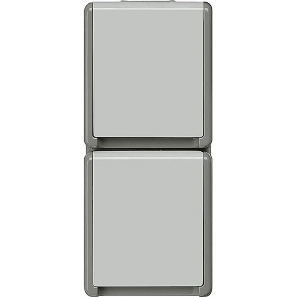 Siemens 5UB4723 Delta Surface IP44 AP Schuko Socket 2-Way Vertical with Hinged Lid for Wet Rooms, Outdoors or Cellar