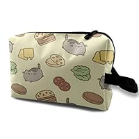 JOEKAORY Cosmetic Bag Portable Handbag Hamburger and Cat Travel Toiletry Pouch Small Makeup Bags Case Organizer