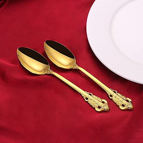 TD HOME Mirror Polished Gold Dinner Spoons, 6 Pieces Stainless Steel Spoons for Home,Kitchen,Restaurant,Hotel, Set for 6 - Image 4