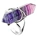 JOVIVI Jewelry Gemstone Hexagon Beads Healing Point Chakra Good luck Finger Ring --Adjustable Size (Fluorite Stone)