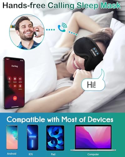 Máscara de sueño LC-dolida con auriculares Bluetooth, antifaz para dormir sin presión ocular, auriculares nocturnos para dormidores de lado, regalo ideal y esencial de viaje