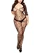 Curbigals Sexy Gorgeous Floral Lingerie Plus Size Crotchless Sleeved Bodystocking Bodysuit (Black, XL|US 14-16W)