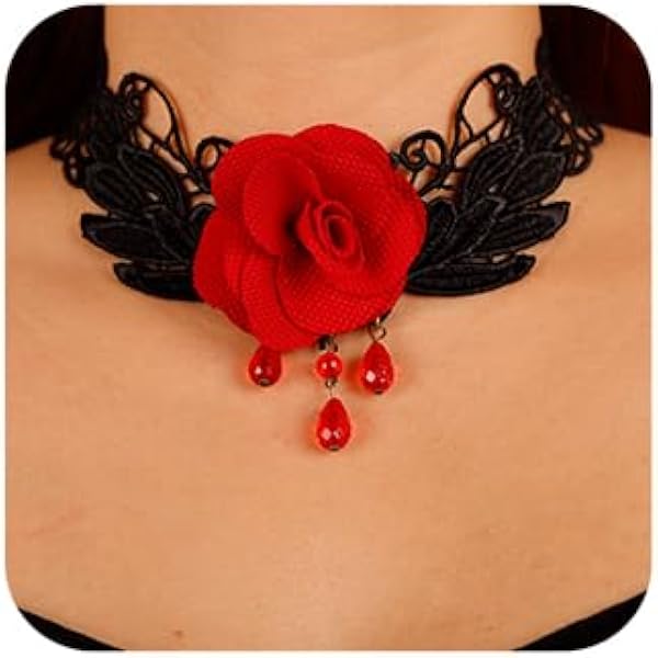 Punk Skull Necklace – Gothic Black Lace Choker With Rhinestones, 90s Layered Chain Collar For Women (Style 3) - View #7