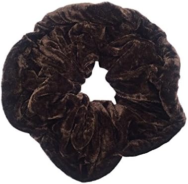 NTL #020 Dark Brown Velvet Elastic Hair Scrunchies (Large) Tie Band Ponytail Holder, Hair Scrunchy