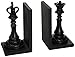 Deco 79 Polystone King and Queen Chess Bookend Pair, 5 by 8-Inch, Walnut Brown/Black
