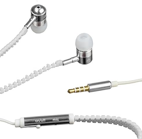 COMFYGLO Glow in the Dark Zipper In-Ear Noise Cancelling Headphones earbuds with Microphone (White)