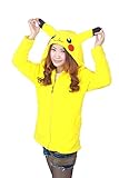Womens Fleece Hoodies Cosplay Costume Pokemon Ears Zip Jacket (Yellow, S)