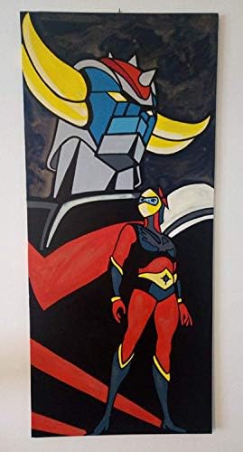 FRATTA UFO Robot – Goldorak (Goldorak) – Actarus – Framework Modern Hand Painted – Pop Art Effect (Format 40 x 90 cm)