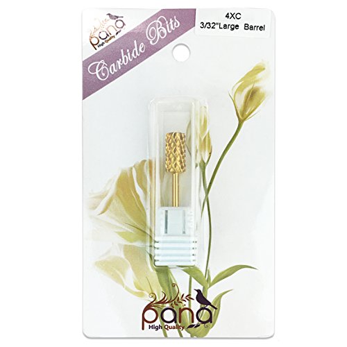 Pana 3/32" Safety Nail Carbide Bit - Gold Large Barrel Head (Grit: 4 Extra Coarse - 4XC) for Electric Dremel Drill Machine