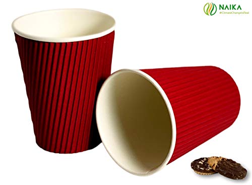 image for Naika Eco-friendly | Red Ripple Coffee Cups with Lids | Disposable Ins