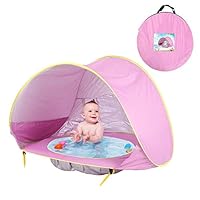 Sanmubo 50+ UPF Baby Beach Tent Portable Pop Up Baby Tent Summer Sun Shelters Shade Sunscreen Beach Umbrella Baby Pool for Infant Baby