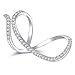 Dnswez Unique Design CZ Cubic Zirconia Multiple Finger Ring Palm Cuff Handlet for Women Adjustable Size (Black)
