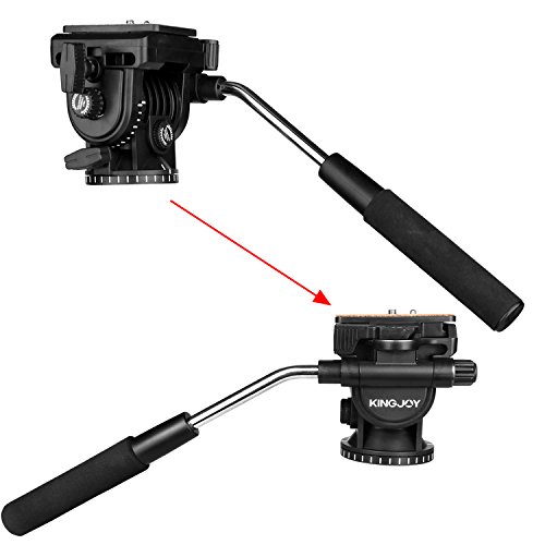 pangshi Video Camera Tripod Fluid Drag Pan Head with 1/4 Screw Quick Release Plate, Max. Load up to 4kg/8.8lbs, for Nikon Canon Sony DSLR SLR Camera Camcorder Shooting Filming