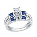 Wuziwen Engagement Wedding Rings Set for Women Created Blue Sapphire Cz Sterling Silver Size 5-10