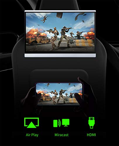 Dual 13.3 inch Android 7.1 Car Headrest Video Players, TV Monitors Screens, IPS Touch Screen 4K Crystal, Support WiFi/Wireless Display/Airplay/Miracast/HDMI in/Bluetooth/FM/USB/SD Card