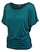 MBJ WT817 Womens Dolman Drape Top with Side Shirring XXXL Teal