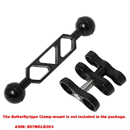 Amarine Made 2 Pack of 5 Double 1" Ball Aluminum Arm for Connecting Strobe/Video Light to Underwater Housing
