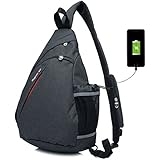 Magictodoor Sling Bag Travel Backpack Wear Over Shoulder or Crossbody Chest Bag Black