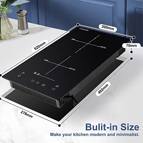 Electric Induction Cooktop, AMZCHEF 12" Builtin 2 Burner Cooktop