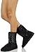 Black Sequin Faux Suede Fur Lining Comfort Ankle Boots Bling