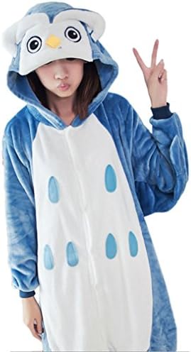 BellyAnna Unisex Cartoon Anime Cosplay Polar Fleece Owl Pajamas Onesies Couple Homewear