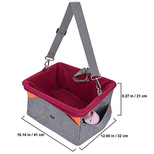 Legendog Dog Car Seat, Pet Booster Portable Travel Pet Car Seat Carrier for Dogs & Cats, Waterproof Pet Booster Carrier with Cushion & Adjustable Strap (Pet Car Seat)
