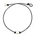 Pearl Leather Choker for Women Single Freshwater Pearl Black Necklace Handmade by Richarde