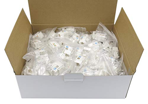 CNAweb Cat5e RJ45 Modular Keystone Jack, 110 Style, White - Box of 100