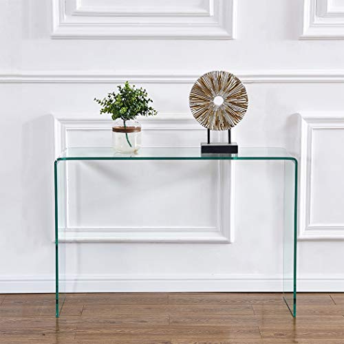 Clear Glass Narrow Console Table,Entryway Table,Sofa Table,Behind Couch