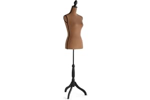 DRDINGRUI Female Mannequin Torso with Stand, Height Adjustable Dress Form with Tripod Base for Jewelry Display