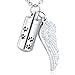 XIUDA Urn Ashes Cylinder Pendant with Angel Wing Charm Necklaces Pendant Cremation Jewelry
