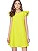 Romwe Women's Ruffle Trim Sleeve Summer Beach A Line Loose Swing Dress Yellow L