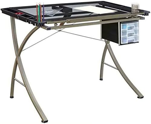 Adjustable Drafting Table Art Drawing Craft Station with 3 Slide Drawer for Storage, 35" x 24" Tempered Glass Top