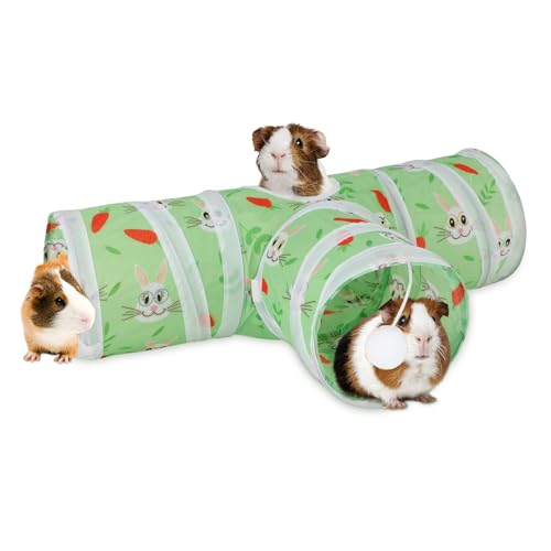 Rypet 3-Way Collapsible Small Pet Tunnel Green