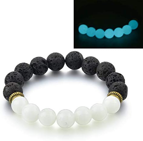 Mystiqs Kids Aqua Glowing Stone & Lava Rock Beaded Bracelet Essential Oil Diffuser for Aromatherapy Ideal for Anti-Stress or Anti-Anxiety Made With Real Stones No Silicone No Plastic 3-6 Years
