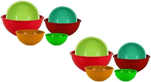 6-Piece Nested Polypropylene Mixing Bowl Set, Orange (Set of 2)