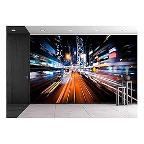 Abstract Cityscape Traffic Background with Motion Blur - Removable Wall Mural | Self-Adhesive Large Wallpaper - 66x96 inches