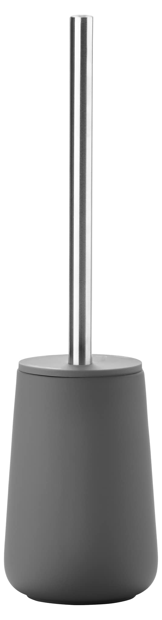 Zone Denmark Nova Toilet Brush, Porcelain and Stainless Steel, Toilet Brush with Brush Holder, Soft Touch Coating, Diameter 10.3 cm, Height 37 cm, Grey