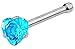 Set of 2 Straight Nose Studs: 20g Surgical Steel Round & Heart Shaped Aqua CZ Crystal Nose Rings