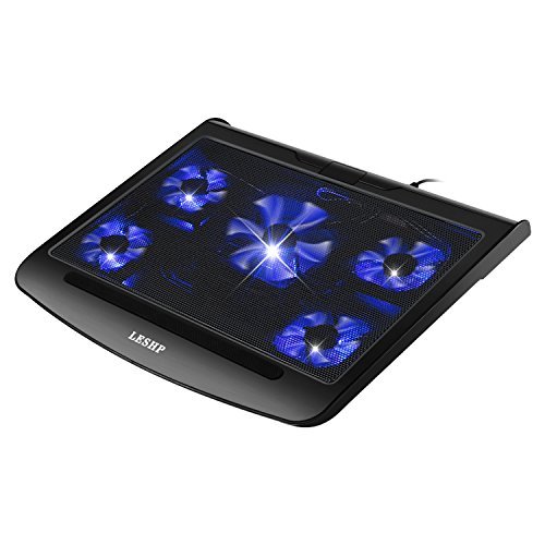 Laptop Cooling Fan Pad for 15.6 Inch Laptops with 2 USB Ports on Laptop Cooler 5 Quiet Fans (1 Large 140mm Fan at 1264 RPM and 4 Smaller Fans at 2630 RPM) Adjust the Speed as Your Wish Laptop Fans