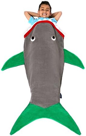 The Original Shark Blanket for Kids from Blankie Tails (Gray and Green)