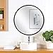 MORIGEM Round Mirror, 23.6” Wall Mirror, Wall-Mounted Mirror for Bedroom, Bathroom, Living Room & Entryway, 1.4” Metal Frame Vanity Mirror, Black