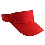 Enimay Sports Tennis Golf Sun Visor Hats Adjustable Velcro Plain Bright Colors Red