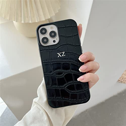 Amazon Black Leather Phone Case With Gold Initials Personalise