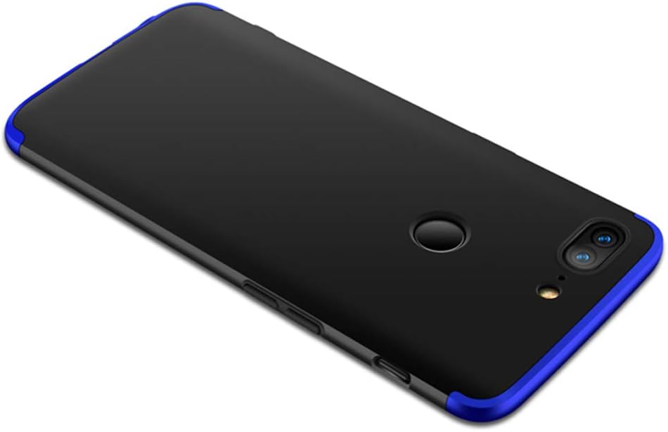 OnePlus 5T Case, Cover Hard Plastic for OnePlus 5T, PLECUPE 3 in 1 Detachable Triple Layer Anti-scratch Brink Side Protective Case Shell for OnePlus 5T, Blue + Black