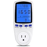 YOUTHINK 614405599092 Electricity Usage Monitor Power Meter Plug Home Energy Watt Volt Amps Wattage KWH Consumption Analyzer with Digital LCD Display Overload Protection, 6.1" 1.2" 2.8", White