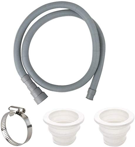 Lurowo Washing Machine Drain Hose, 1.5m EVA PE, Includes Hose Clamp and Sealing Plugs, Grey, Silver, White, 1 Pack — image 1