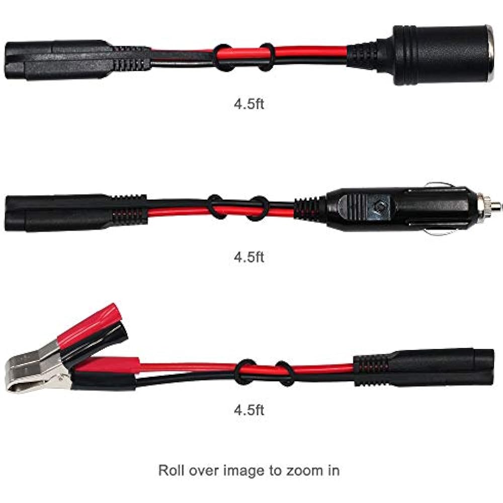 12V 24V Cigarette Lighter Extension Cord Battery Clipon Car SAE To